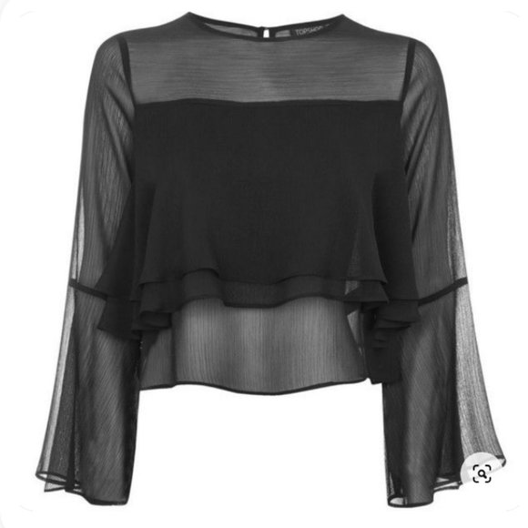 Topshop Tops - Topshop flute crinkle sleeve blouse